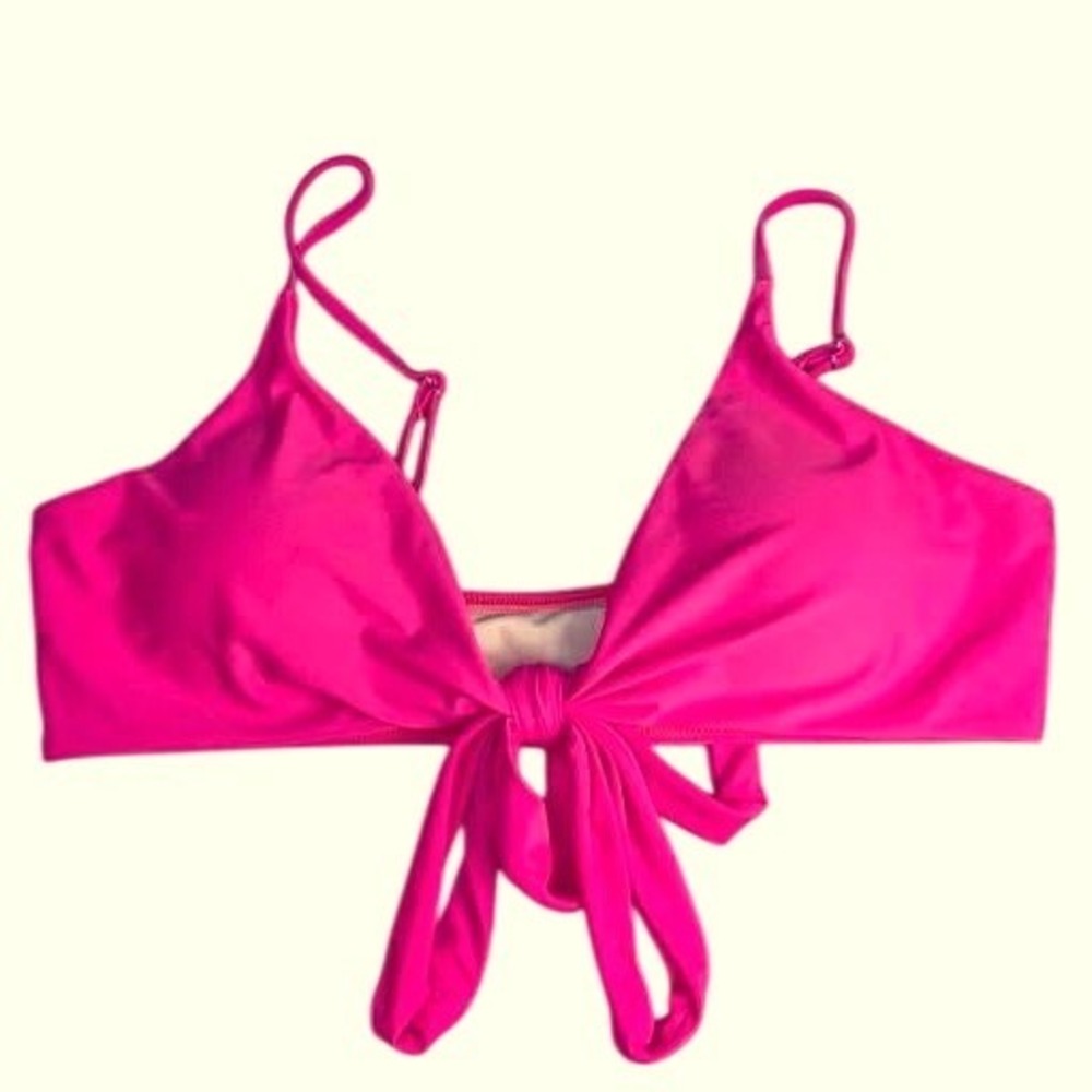 Fuchsia Pink Women's Bikini Top ~ Tie Front/Adjustable Straps/Padded~Size Large